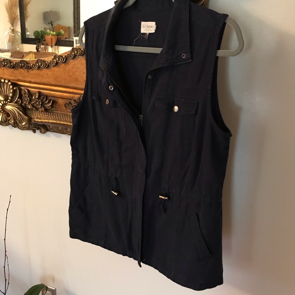 Navy blue XL Ci Sono 52% linen 48% viscose vest